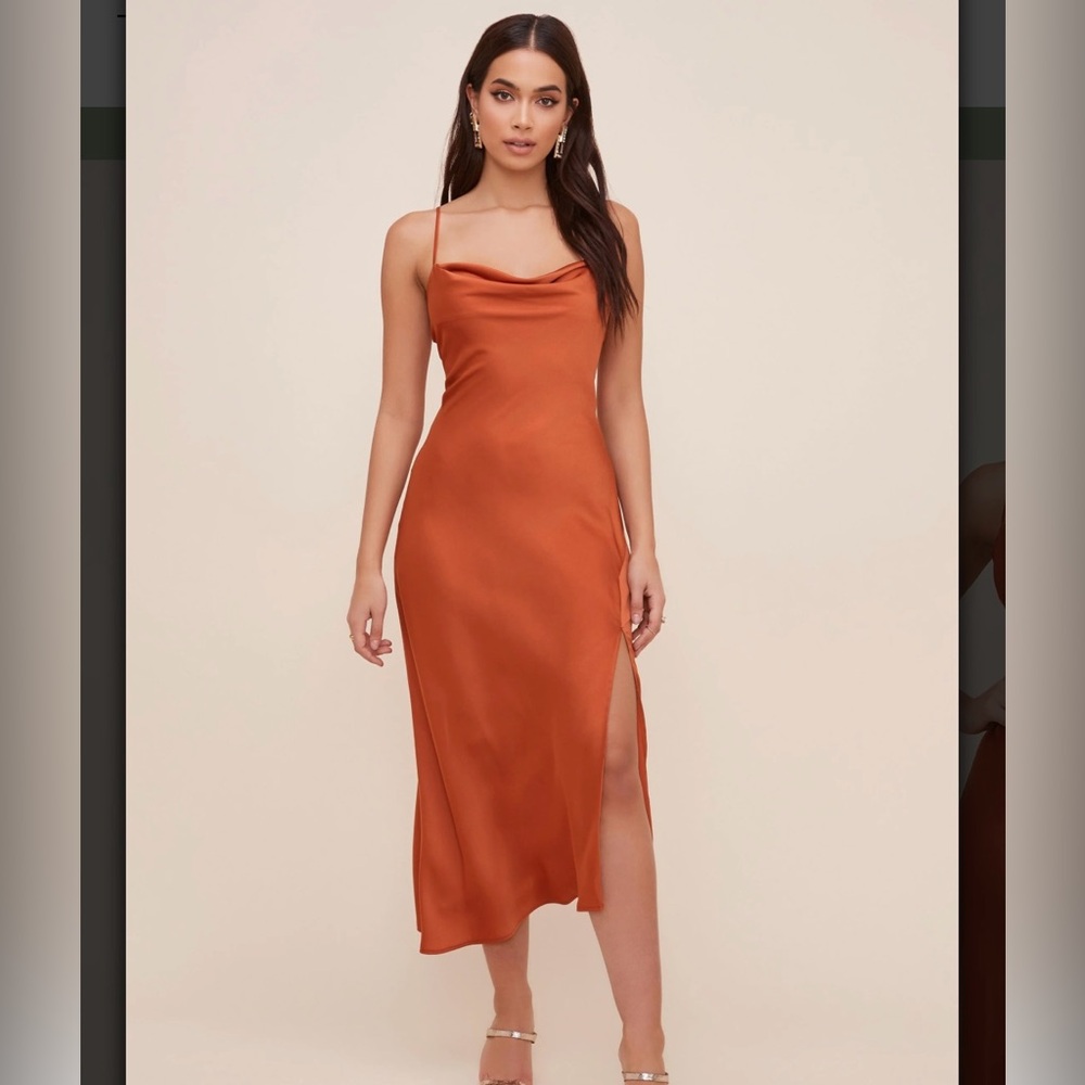 Gaia Midi Dress in Rust